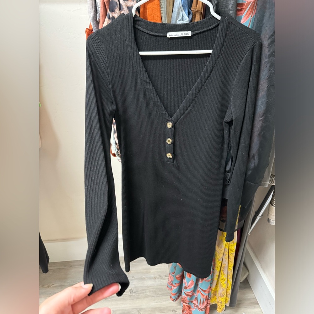 Reformation Ribbed Long Sleeve Dress
